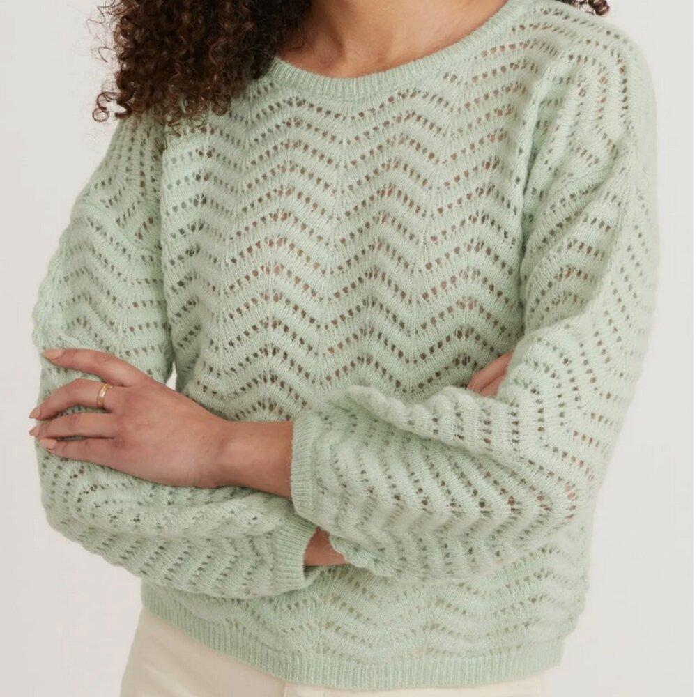 Marine Layer Ruby Pointelle Sweater in Bird's Egg